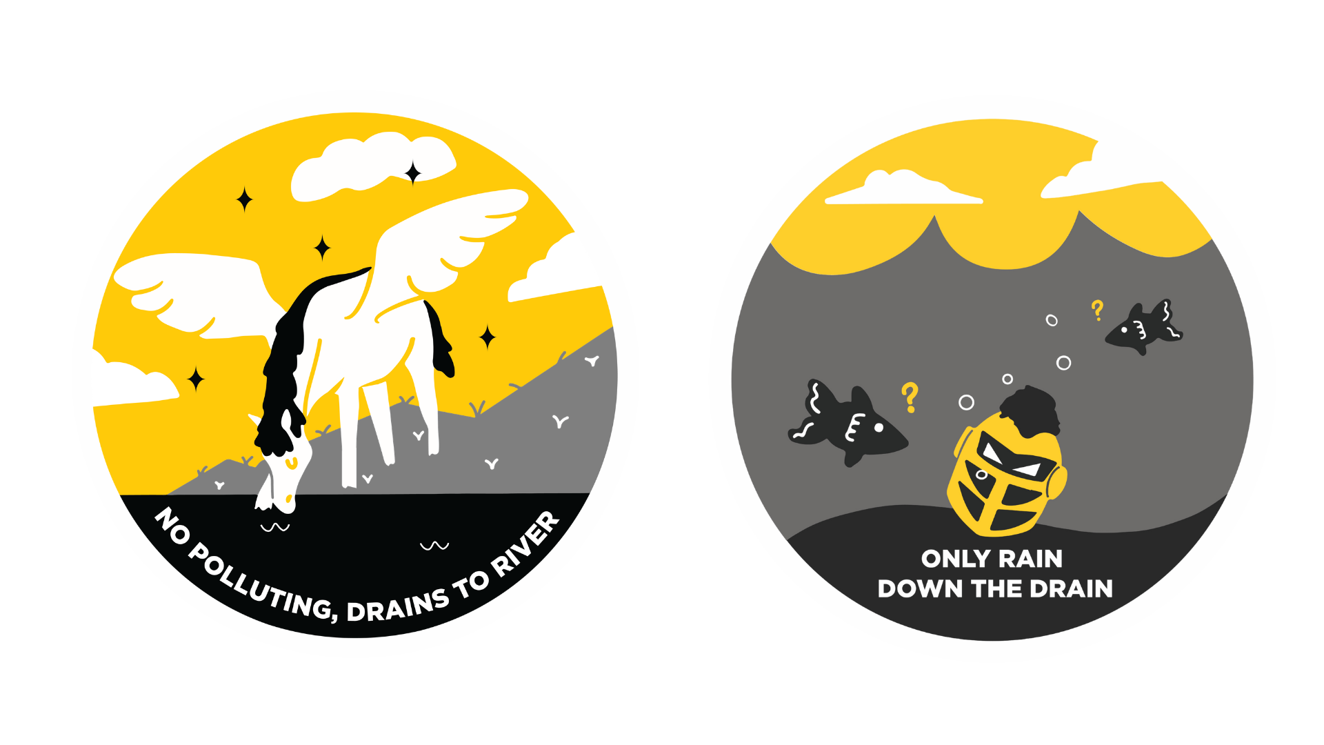 image of 2 stormdrain sticker designs I made